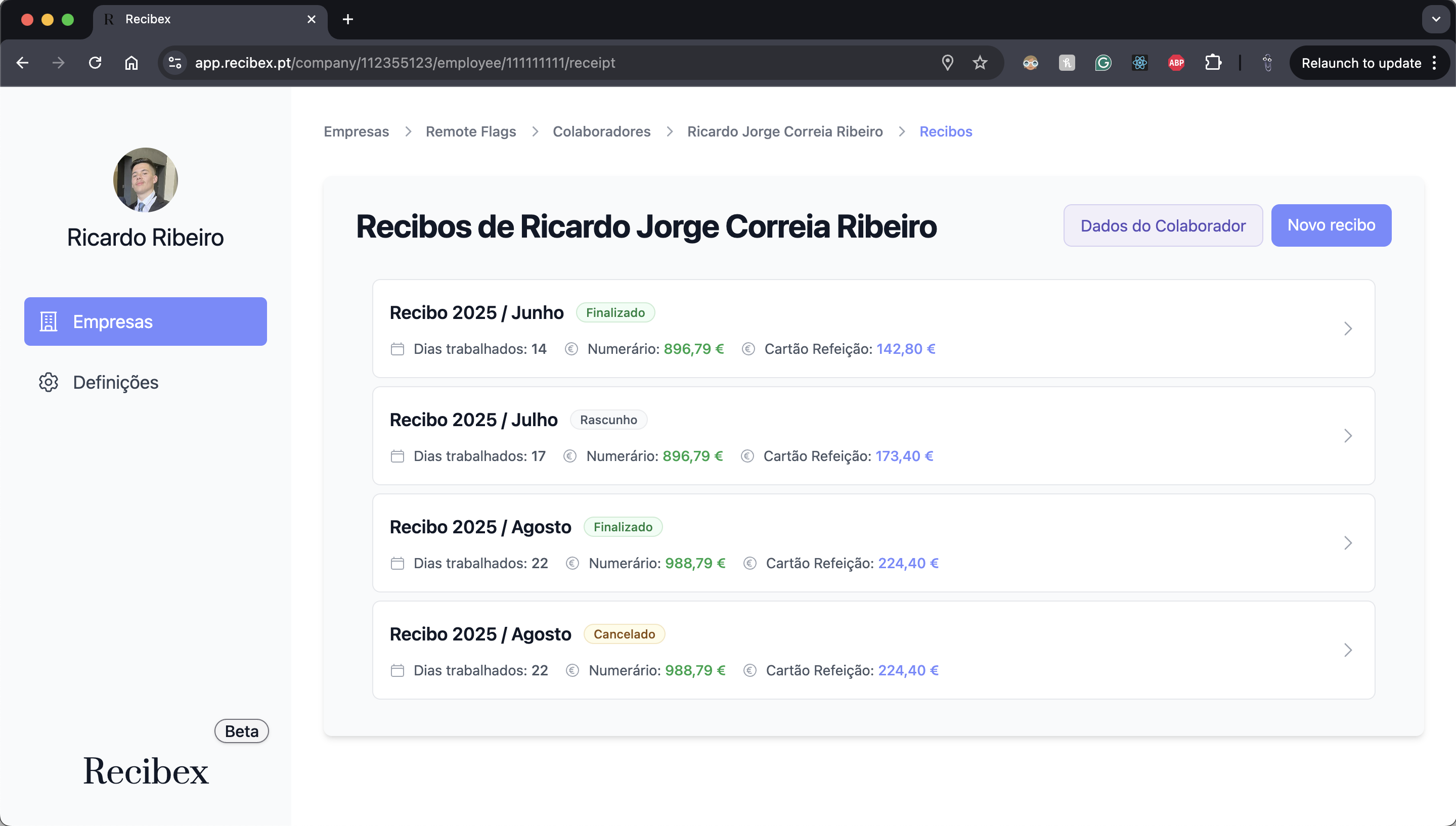 Recibex Screenshot 2